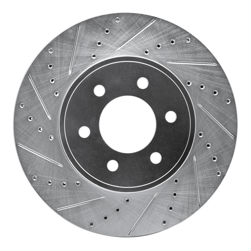 Dodge Durango Brake Rotor (1) - Front Left - R1 Concepts - Drilled & Slotted - Silver - 2003